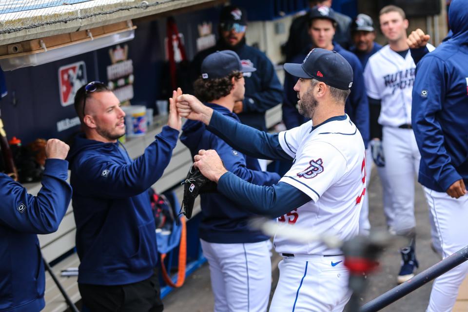 Justin Verlander pitched 4⅔ scoreless innings of two-hit, six-strikeout ball in a 6-1 win for the Binghamton Rumble Ponies over the Akron Rubber Ducks on Friday, April 28, 2023.