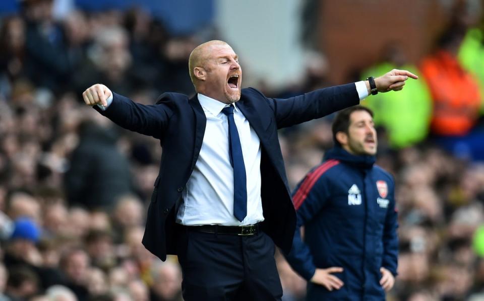 Dyche was animated on the sidelines as he watched his Everton side stun Arsenal (EPA)