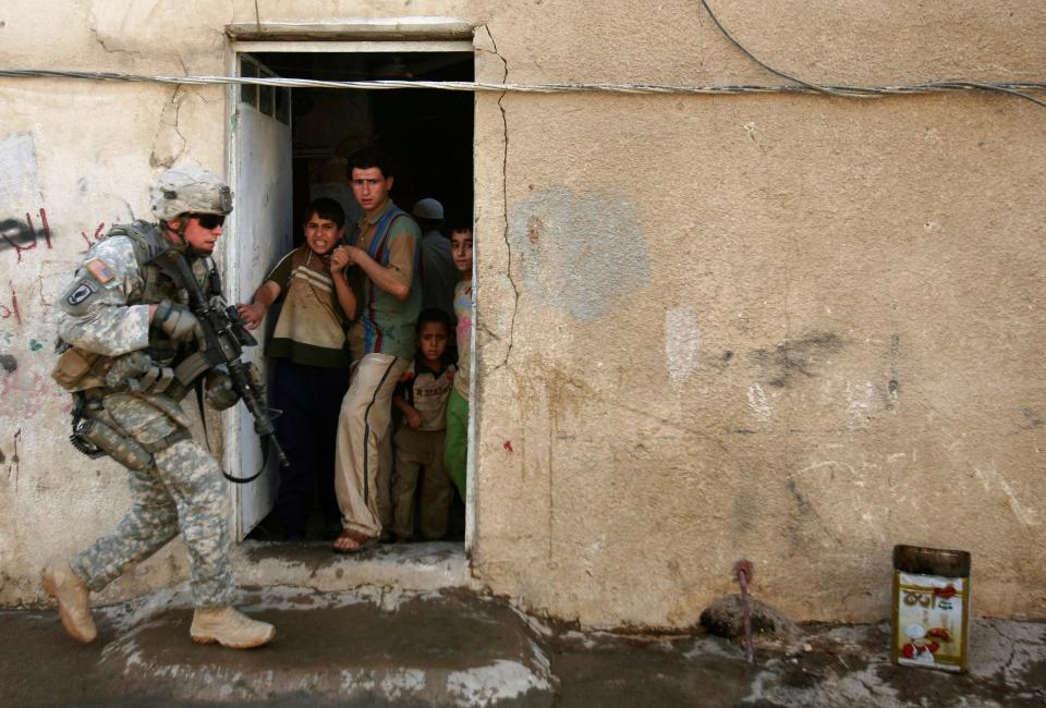 U.S. soldier on patrol in Baghdad, Iraq, on on May 12, 2008.