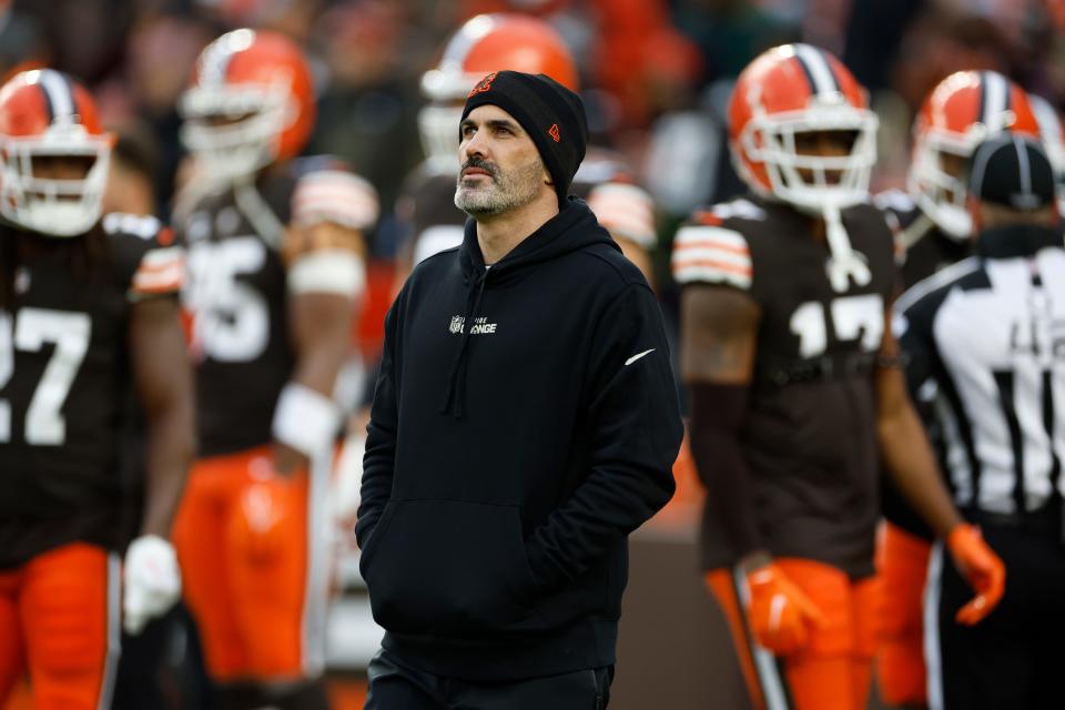 Browns head coach Kevin Stefanski before a game against the Baltimore Ravens, Saturday, Dec. 17, 2022, in Cleveland.