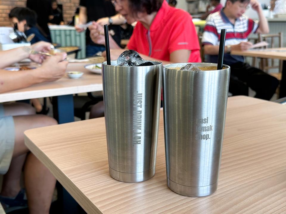 The drinks are served in tall tumblers with a cool steel look