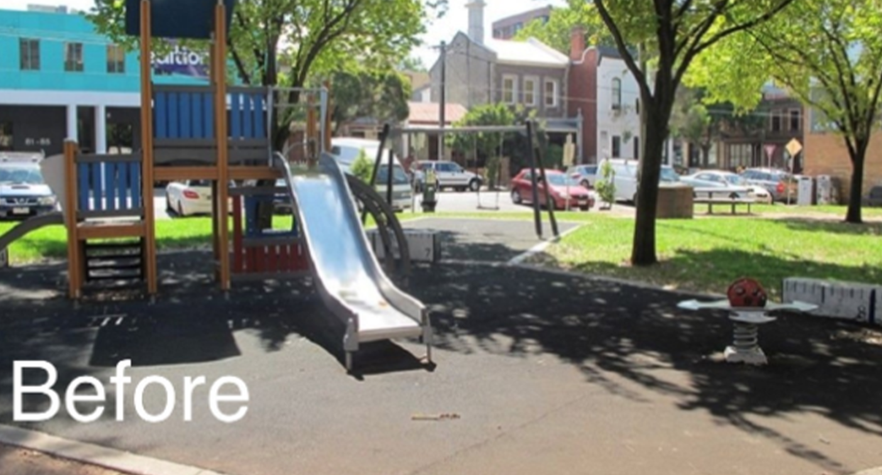 Cambridge St Reserve in Collingwood in Melbourne prior to the upgrades. 