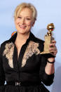 <p><b>Best Performance by an Actress in a Motion Picture - Drama </b><br>Meryl Streep, 'The Iron Lady'<br>Always a nominee, rarely a winner. Ms. Streep proved she may be on a well-deserved winning streak after picking up the Best Actress Drama globe. Streep also accidentally let out an expletive on the live broadcast after accepting her award, realising she'd forgotten her glasses. Oops! <br><br>See Meryl in all her 'Iron Lady' glory next.</p>