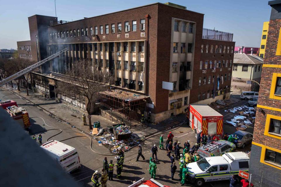 <p>AP Photo/Jerome Delay</p> South Africa fire