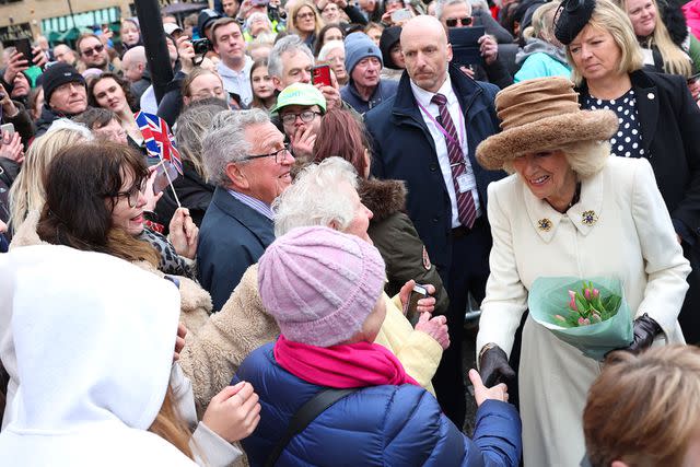 <p>Chris Jackson/Getty Images</p> Queen Camilla attends the Royal Maundy Service at Worcester Cathedral on March 28, 2024