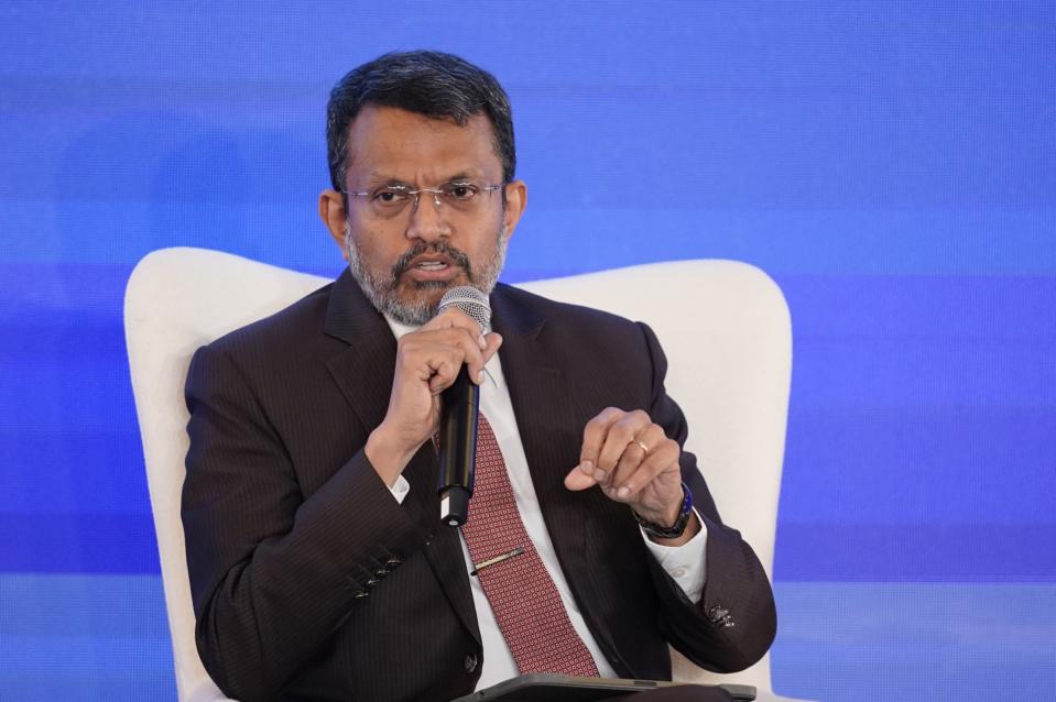 Ravi Menon, managing director of Monetary Authority of Singapore, speaks at the HKMA-BIS High-Level Conference in Hong Kong, China, on Tuesday, Nov. 28, 2023. Private cryptocurrencies that failed the fundamental tests of financial services will eventually exit the monetary scene, according to Menon.