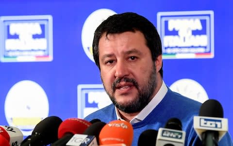 Leader of Italy's far-right League party Matteo Salvini speaks after polls close for the Emilia-Romagna regional election, in Bologna - Credit: Reuters