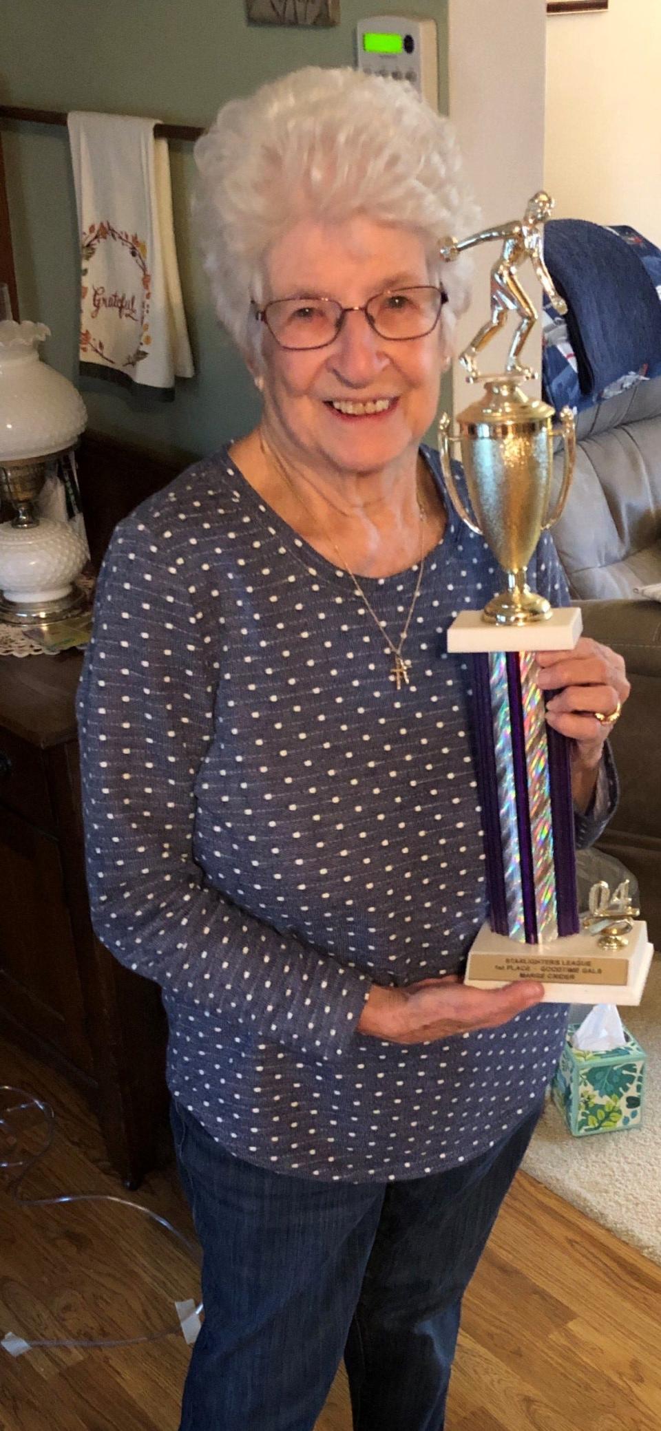 Marj Crider was an avid bowler for more than 60 years and won several trophies.