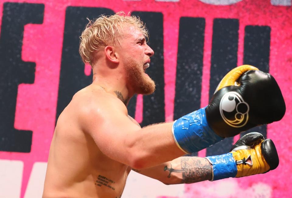 <div class="inline-image__caption"><p>Jake Paul celebrates after defeating Ben Askren in their cruiserweight bout during Triller Fight Club at Mercedes-Benz Stadium on April 17, 2021, in Atlanta, Georgia.</p></div> <div class="inline-image__credit">Al Bello/Getty</div>