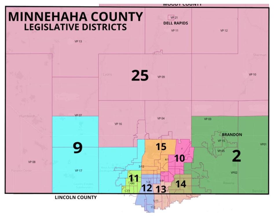 New map of legislative districts in Minnehaha County.