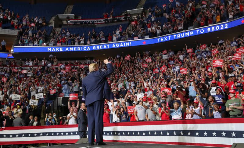 U.S. President Donald Trump holds his first re-election campaign rally in several months in Tulsa, Oklahoma