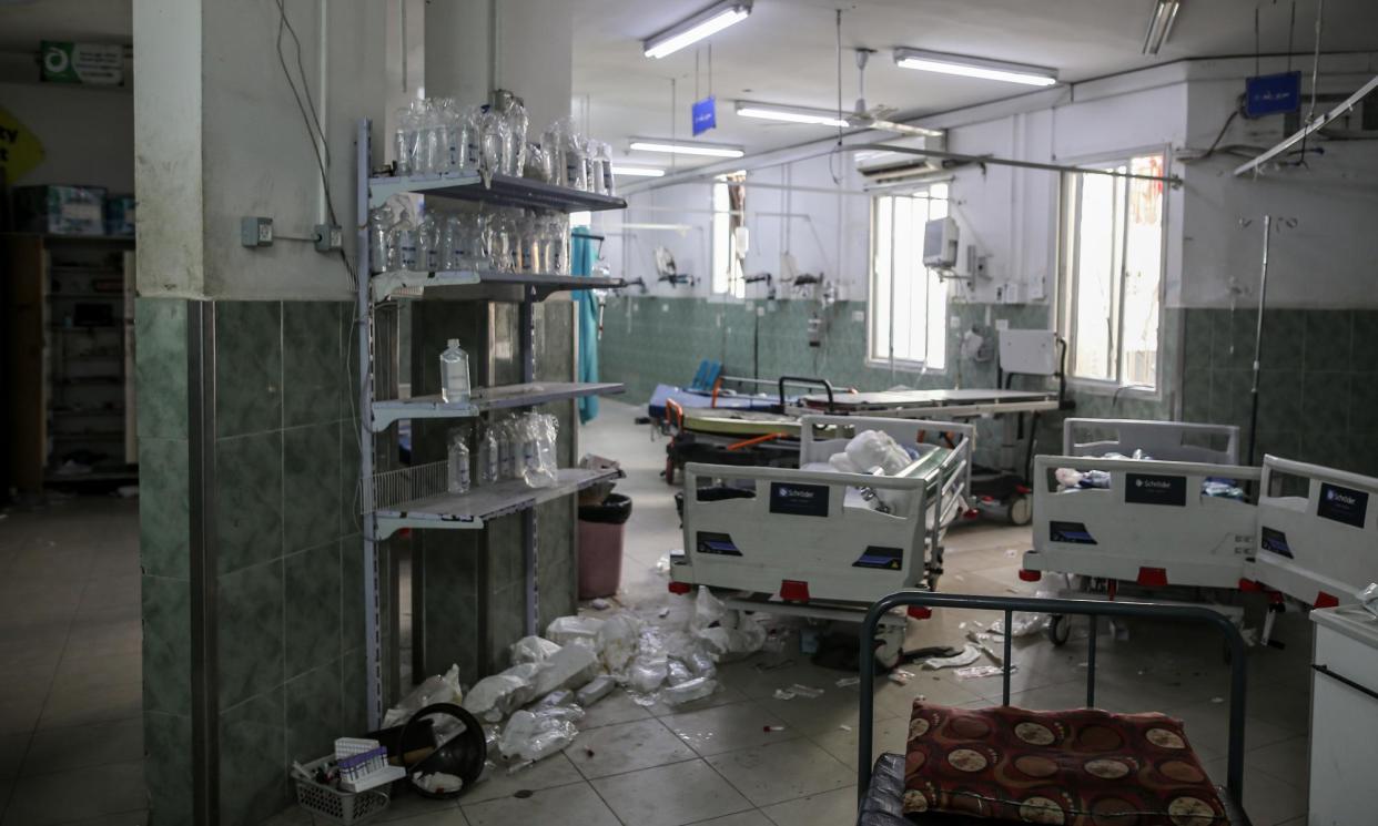 <span>The Abu Yousef al-Najjar hospital was evacuated after the Israeli army took control of the Palestinian side of the Rafah border crossing.</span><span>Photograph: Anadolu/Getty Images</span>