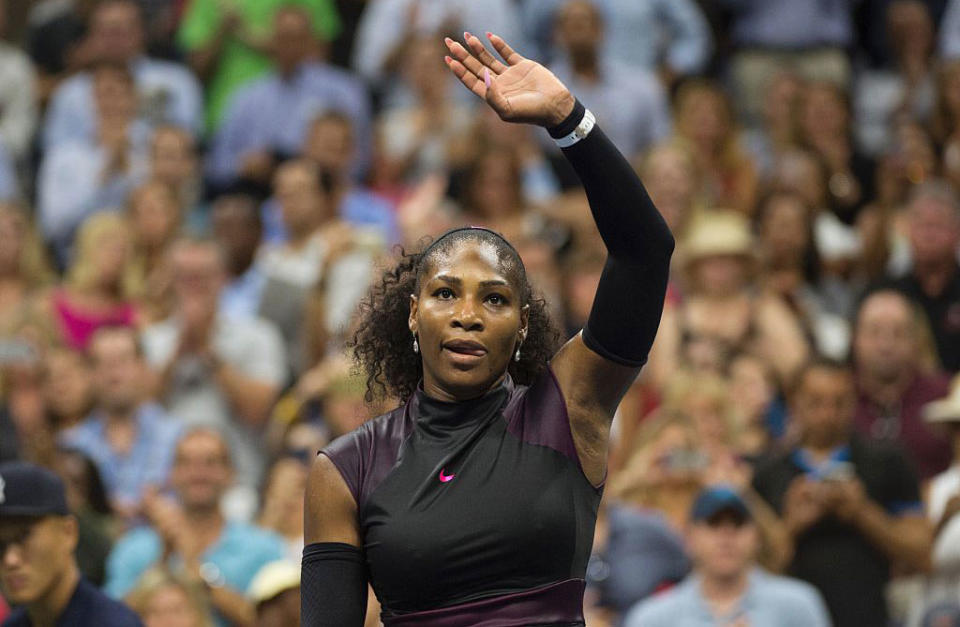 Serena Williams aces US Open fashion in a fabulous black and pink tennis dress