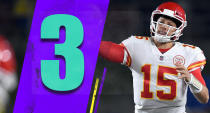 <p>A leftover thought from the Monday night thriller: Patrick Mahomes may loses ground in the MVP race despite 478 yards and six touchdowns. That sounds crazy, but he did turn it over five times. (Patrick Mahomes) </p>