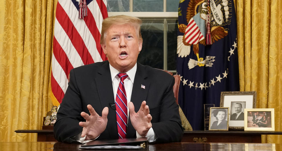 President Trump addresses the nation from the Oval Office on Jan. 8, 2019. Reuters/Carlos Barria