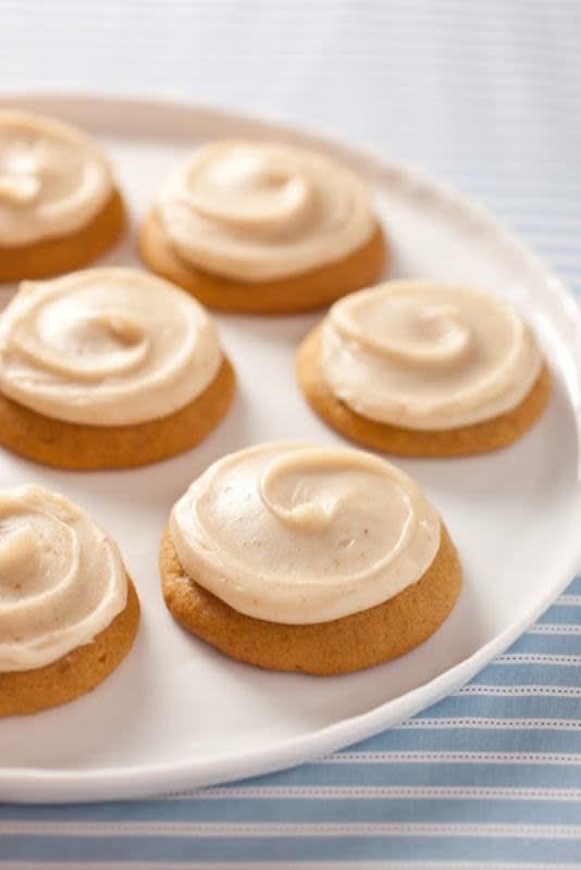 <p>Cooking Classy</p><p><strong>Get the recipe: <a href="https://www.cookingclassy.com/pumpkin-cookies-with-browned-butter-icing/" rel="nofollow noopener" target="_blank" data-ylk="slk:Pumpkin Cookies with Browned Butter Icing;elm:context_link;itc:0;sec:content-canvas" class="link ">Pumpkin Cookies with Browned Butter Icing</a></strong></p>