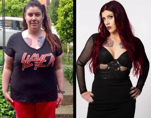 Candi McCarthy Herndon before and after doing DDP Yoga.