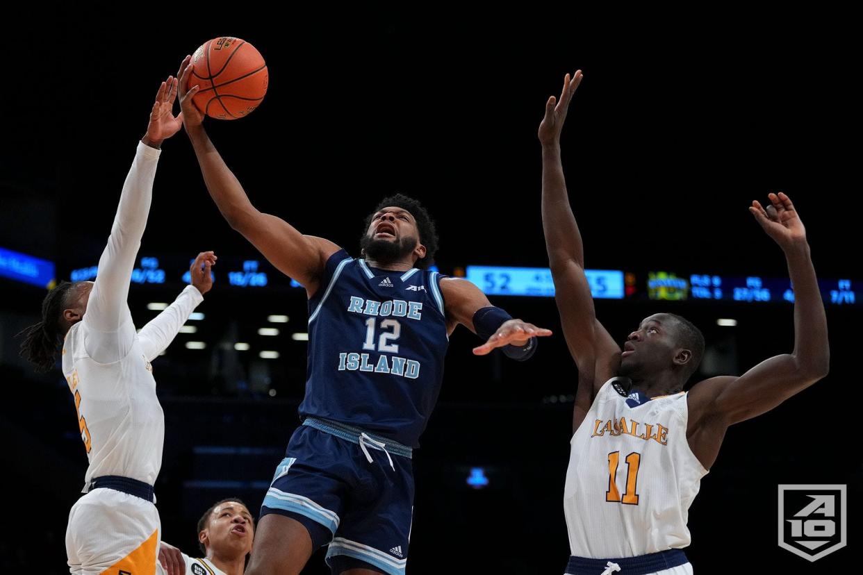 Malik Martin in action for URI in 2023. He's now on UConn coach Dan Hurley's support staff.