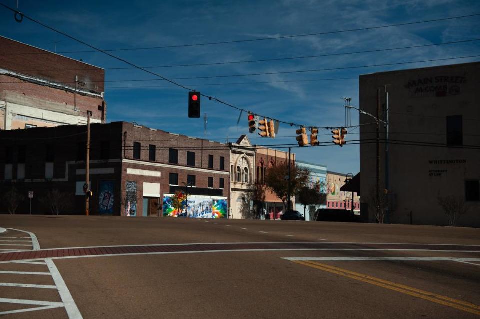 Downtown McComb remains quiet on Dec. 13, 2023. Rory Doyle/The New York Times