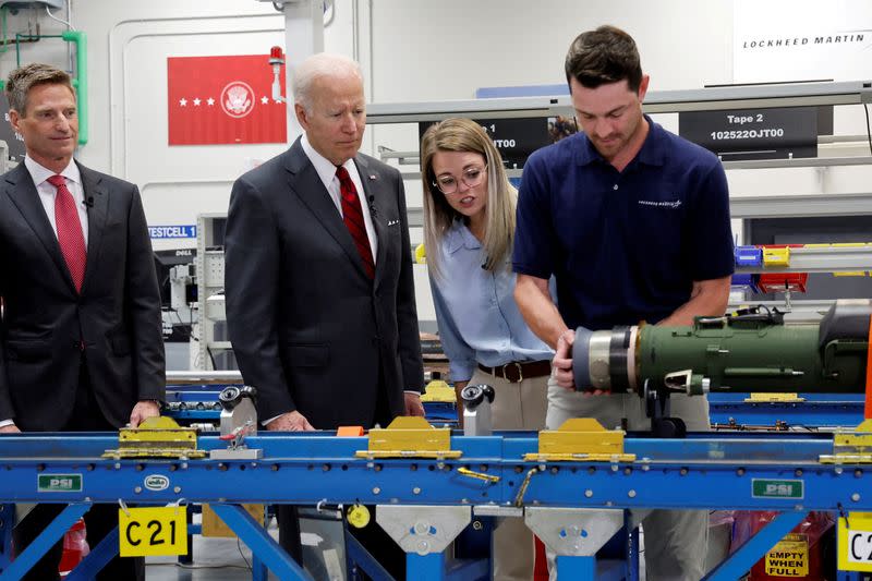 FILE PHOTO: U.S. President Biden tours a Lockheed Martin weapons factory in Troy, Alabama