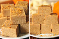 <div class="caption-credit"> Photo by: Texanerin Baking</div><p> <a rel="nofollow noopener" href="http://www.texanerin.com/2012/10/no-bake-white-chocolate-pumpkin-fudge.html" target="_blank" data-ylk="slk:White Chocolate Pumpkin Fudge;elm:context_link;itc:0;sec:content-canvas" class="link ">White Chocolate Pumpkin Fudge</a>: Just the name of this makes our hearts skip a beat. </p>