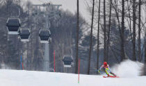 Alpine Skiing - Pyeongchang 2018 Winter Olympics - Women's Alpine Combined - Jeongseon Alpine Centre - Pyeongchang, South Korea - February 22, 2018 - Mikaela Shiffrin of the U.S. competes in the Women's Slalom part of the Women's Alpine Combined. REUTERS/Toby Melville