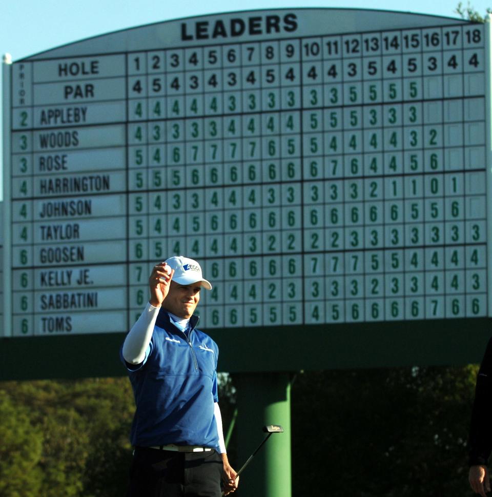 Zach Johnson celebrates his 2007 Masters victory. He later won the 2015 British Open and has won 12 times on the PGA Tour in all.