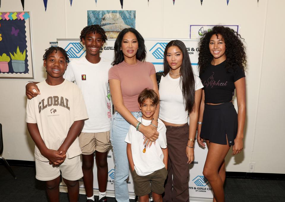 CARSON, CALIFORNIA - AUGUST 18: Kimora Lee Simmons and family attend a Back To School Giveaway with Boys & Girls Clubs of America, Family Dollar and Crayola hosted by Kimora Lee Simmons on August 18, 2022 in Carson, California. (Photo by Jesse Grant/Getty Images for Kimora Lee Simmons)