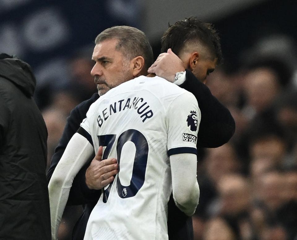 Rodrigo Bentancur was forced off in the first half against Aston Villa (REUTERS)