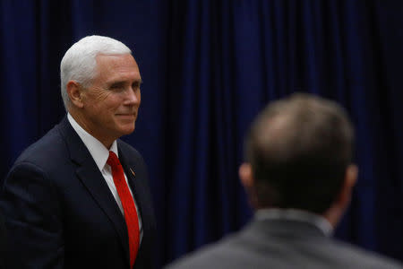 U.S. Vice President Mike Pence arrives to speak at the Americas Society / Council of the Americas 49th Washington Conference on the Americas at the U.S. State Department in Washington, U.S. May 7, 2019. REUTERS/Tom Brenner