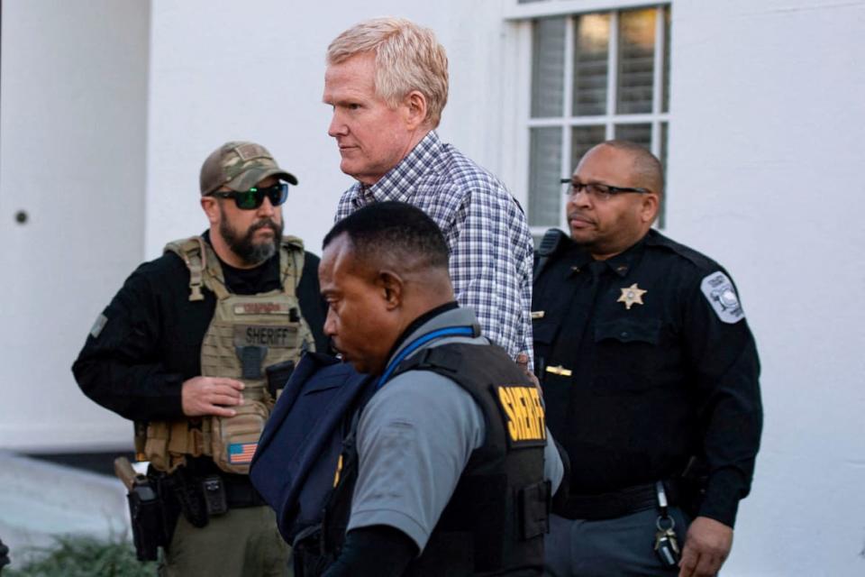 Alex Murdaugh is led out of the Colleton County Courthouse.