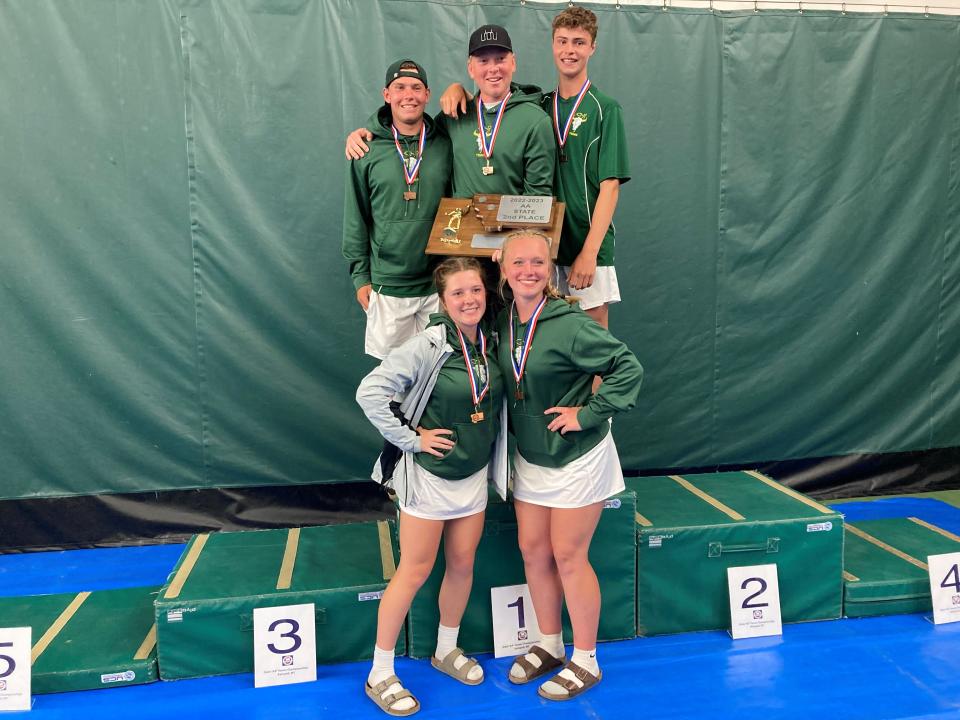 Carson Rich placed fourth in singles and Josh Stimac and Brady Pike took third in doubles as the CMR boys finished second at the Class AA State Tennis Meet in Kalispell. Becca Sherman and Olivia Martello took fourth in girls' doubles for the Rustlers.