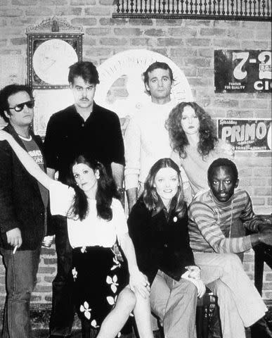 <p>Nbc-Tv/Kobal/Shutterstock </p> Dan Aykroyd (second from left) with the cast of 'Saturday Night Live'; circa 1977