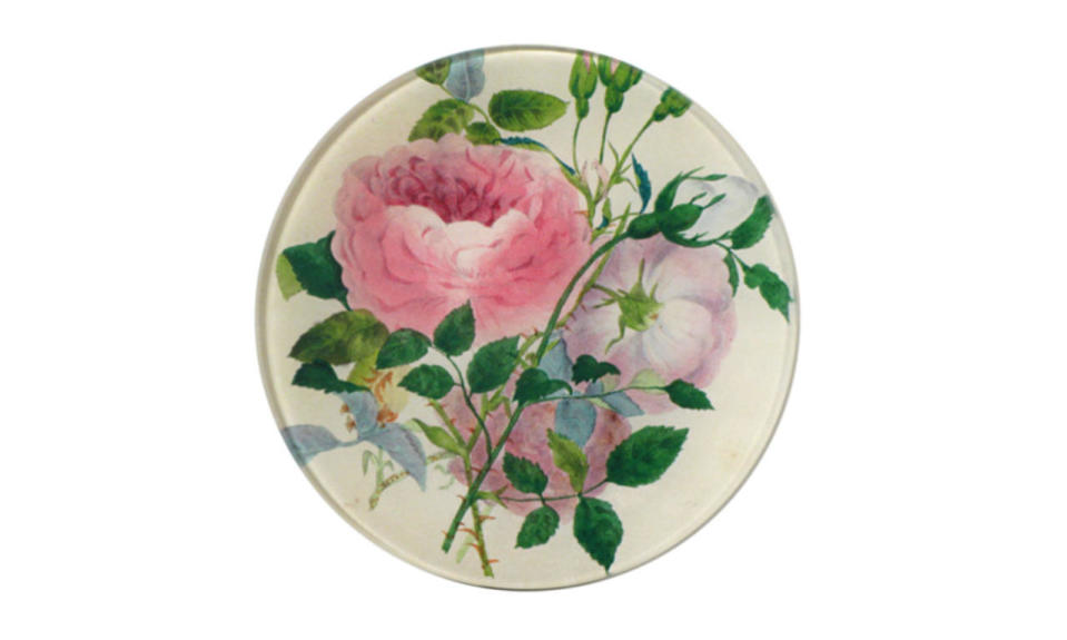 <p>Rose Sprig Round Plate, $50, <a href="http://www.johnderian.com/collections/decoupage-browse-by-theme-fruits-flowers-foliage/products/rose-sprig" rel="nofollow noopener" target="_blank" data-ylk="slk:John Derian;elm:context_link;itc:0;sec:content-canvas" class="link ">John Derian</a></p>