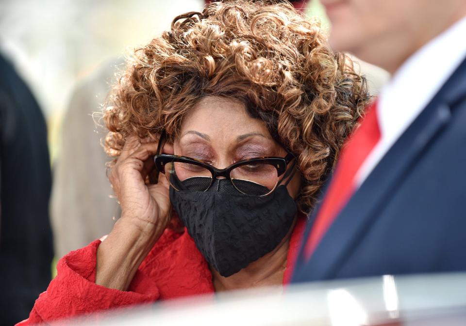 Former U.S. Rep. Corrine Brown arrives at Jacksonville's federal courthouse to take a plea deal Wednesday.