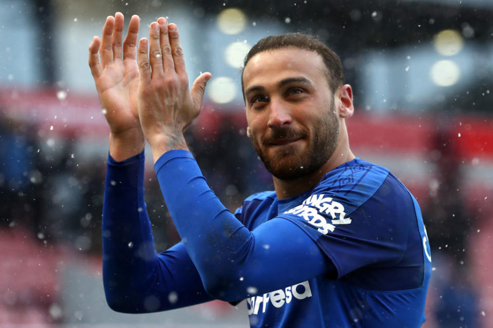 Cenk Tosun during the Premier League match between Stoke City and Everton at Bet365 Stadium on March 17, 2018 in Stoke on Trent, England.