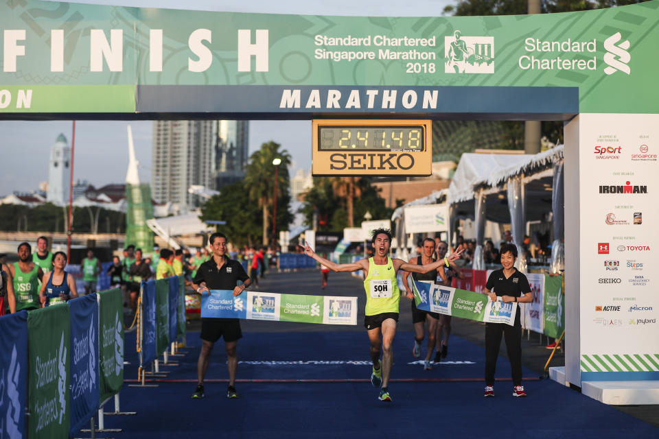 Soh Rui Yong finishes as the top local finisher at the Standard Chartered Singapore Marathon for the second straight year. (PHOTO: Standard Chartered Singapore Marathon)