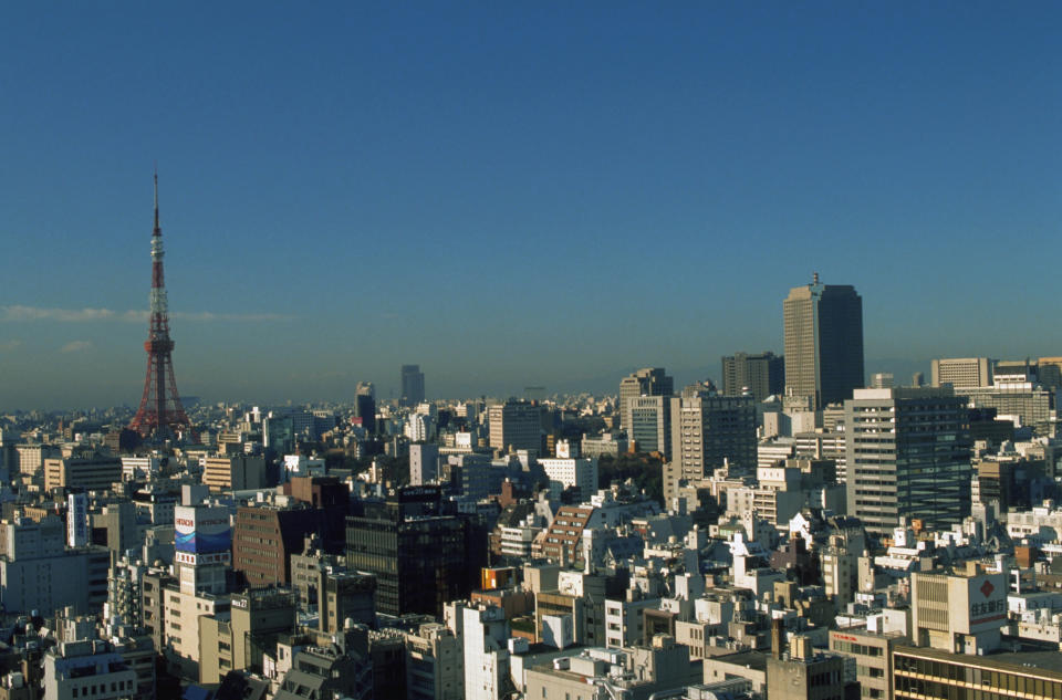 Tokyo skyline in the 90s