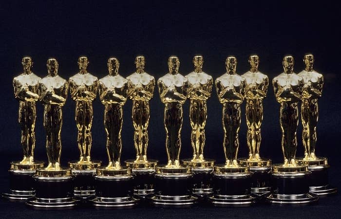 a row of Academy Awards