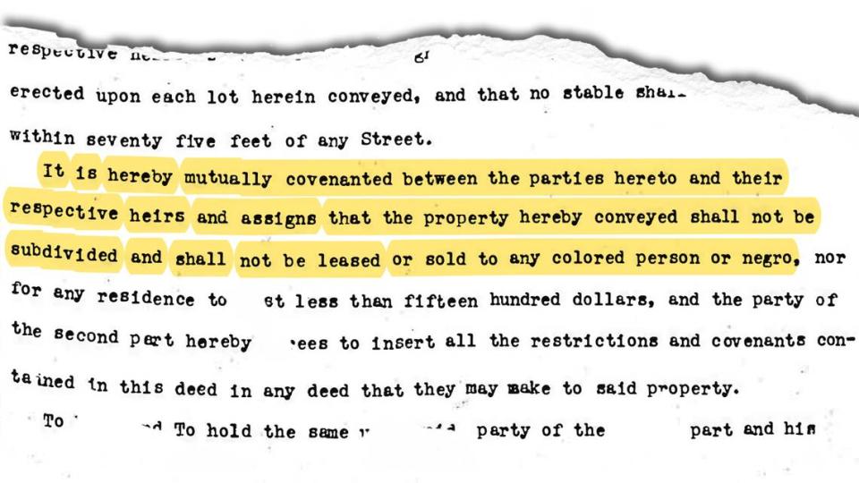 This language is part of a racially restricted convenant placed on deeds for houses in the Kenwick area when it was first developed in 1909.