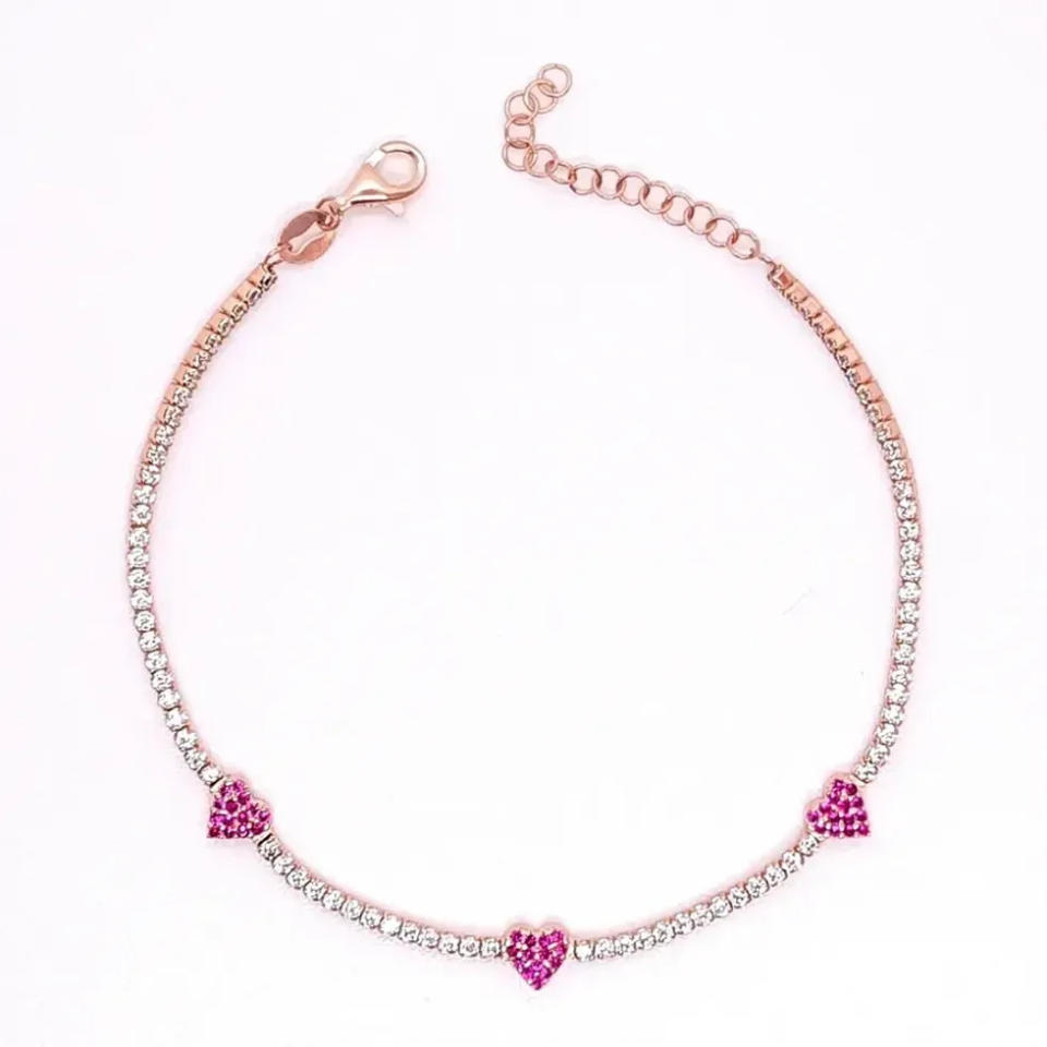 DORUK SILVER - RUBY HEART BRACELET