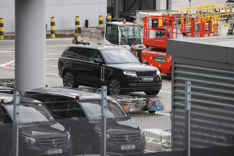 Prince Harry was pictured leaving Heathrow in a SUV (Phil Harris / Daily Mirror)