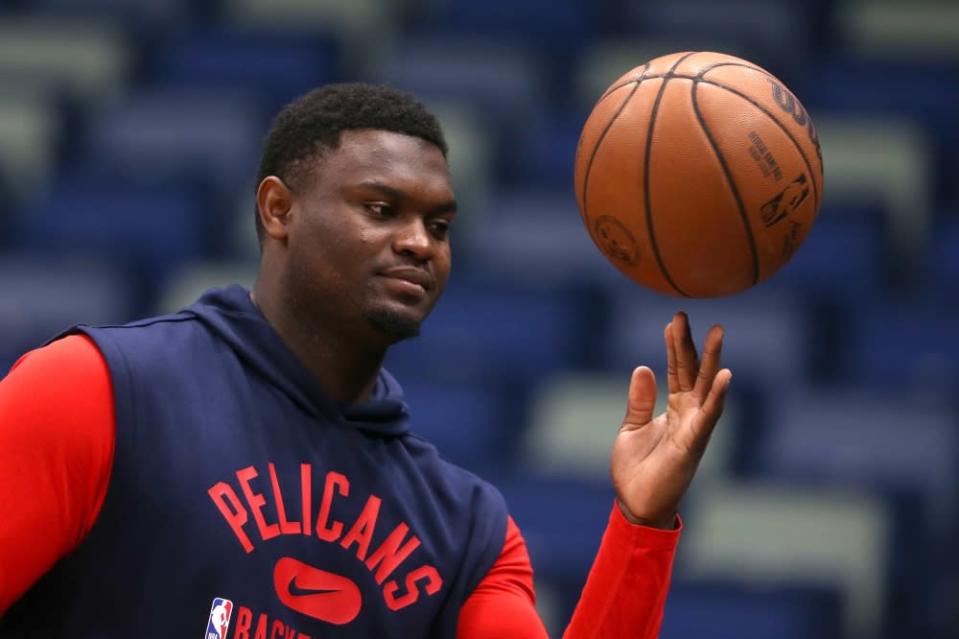 Zion Williamson during a practice