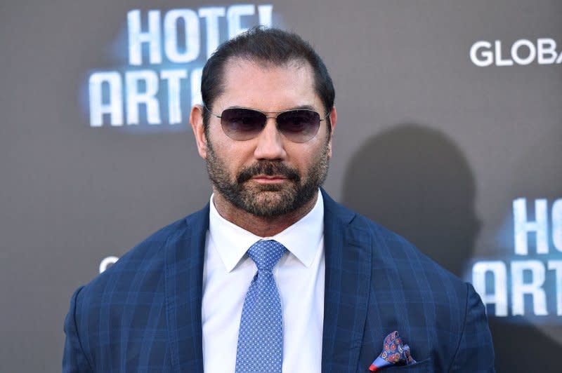 Dave Bautista attends the premiere of "Hotel Artemis" at the Regency Bruin Theatre in Los Angeles on May 19, 2019. The actor turns 55 on January 18. File Photo by Chris Chew/UPI