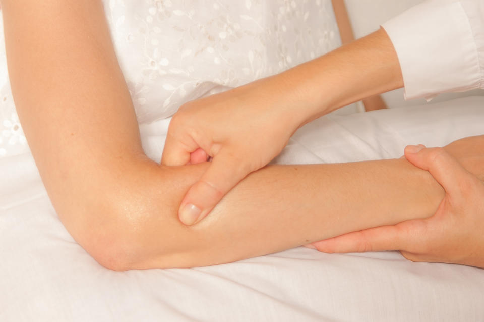 It's easy to forget about your elbows, but they need just as much protection and care as other parts of your body. Cure dry elbows by massaging <a href="http://bio-oilusa.com/en-us/">Bio-Oi</a>l onto them daily. You'll see and feel softer elbows in at least two days.