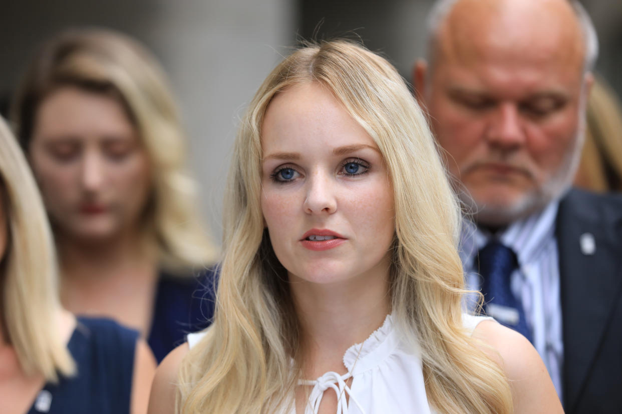 File photo dated 24/7/2020 of Lissie Harper, the widow of Pc Andrew Harper, who has called on the Government to intervene, as three teenage killers are to be sentenced for the death of her husband amid mounting anger that those responsible are not facing life in prison for murder.