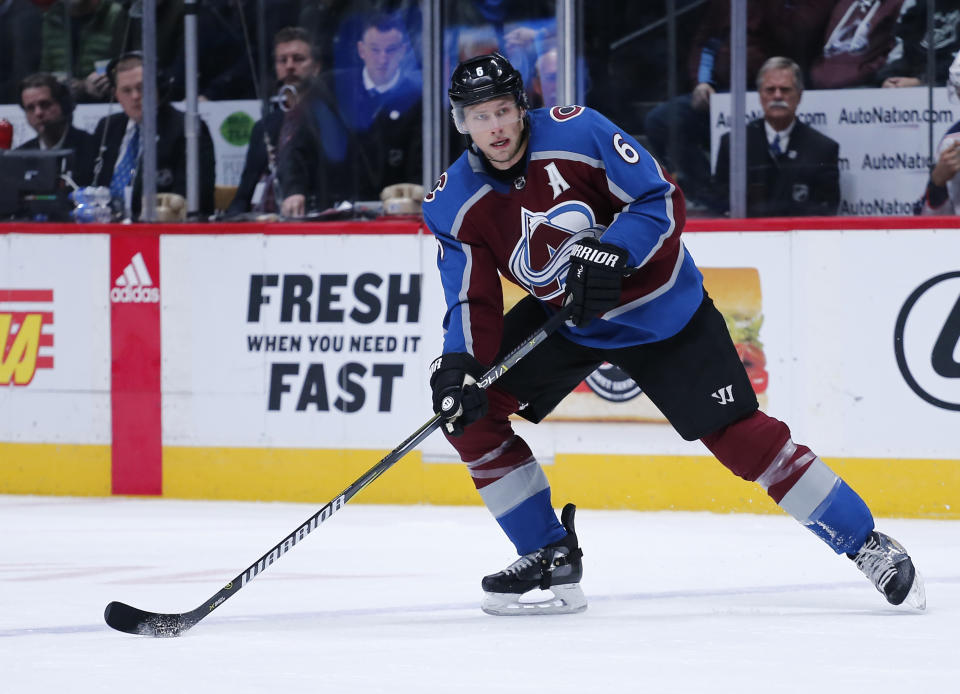 Colorado Avalanche defenseman Erik Johnson could see a dip in his production down the stretch. (AP Photo/Jack Dempsey)