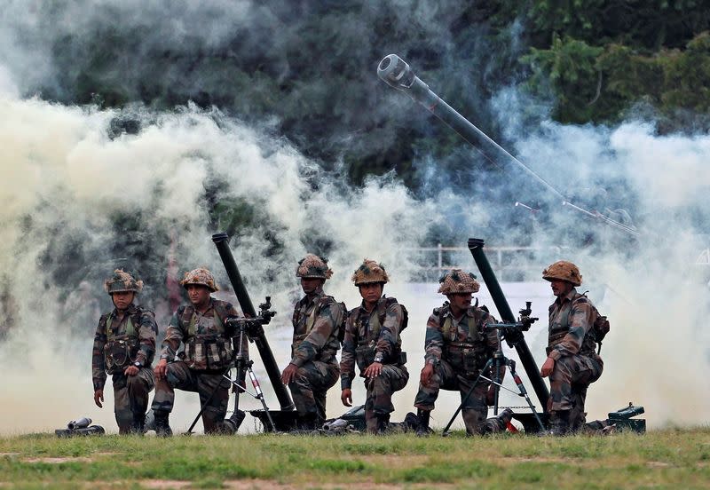 FILE PHOTO: Indian Army soldiers participate in a war exercise during a two-day "Know Your Army" exhibition in Ahmedabad