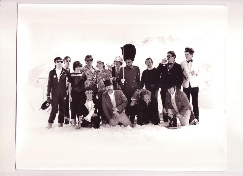 The Dangerous Sports Club photographed during the 1983 ‘Surreal Ski Race’ in St Moritz (Dafydd Jones)