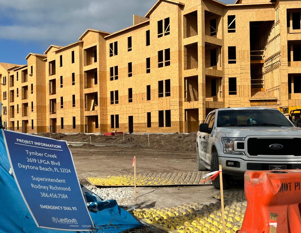 Thousands of Volusia County residents can't afford all the new luxury apartment complexes that have been built in recent years. Pictured is the Tymber Creek Village mixed-use development along LPGA Boulevard, a mile west of Interstate 95 in Daytona Beach in January. The 311-unit Integra Tymber Creek luxury apartment complex is expected to welcome its first residents in the fourth quarter of this year.